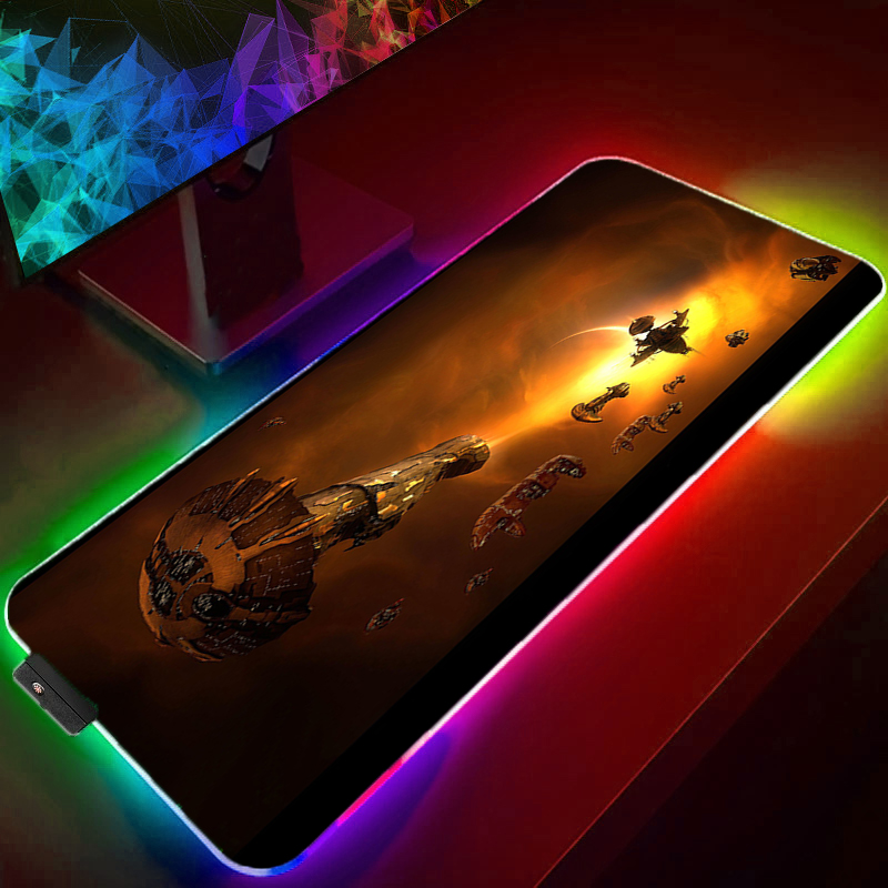 Gaming Accessories Online - RGB マウスパッドゲーマー大型ゲーミングアクセサリー、キーボード、ラップトップ、コンピュータースピードミニ PC デスクマット 100x500mm Eve