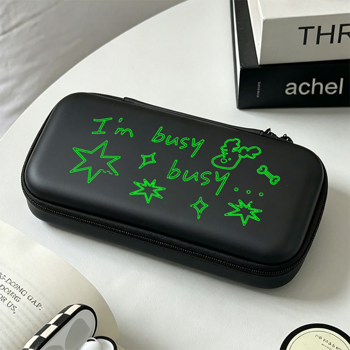 Gaming Accessories Bag - かわいい耐衝撃キャリーケース、ポータブルトラベルゲームアクセサリー収納バッグ、メッシュポケット付き、Nintendo Switch Lite/OLED用