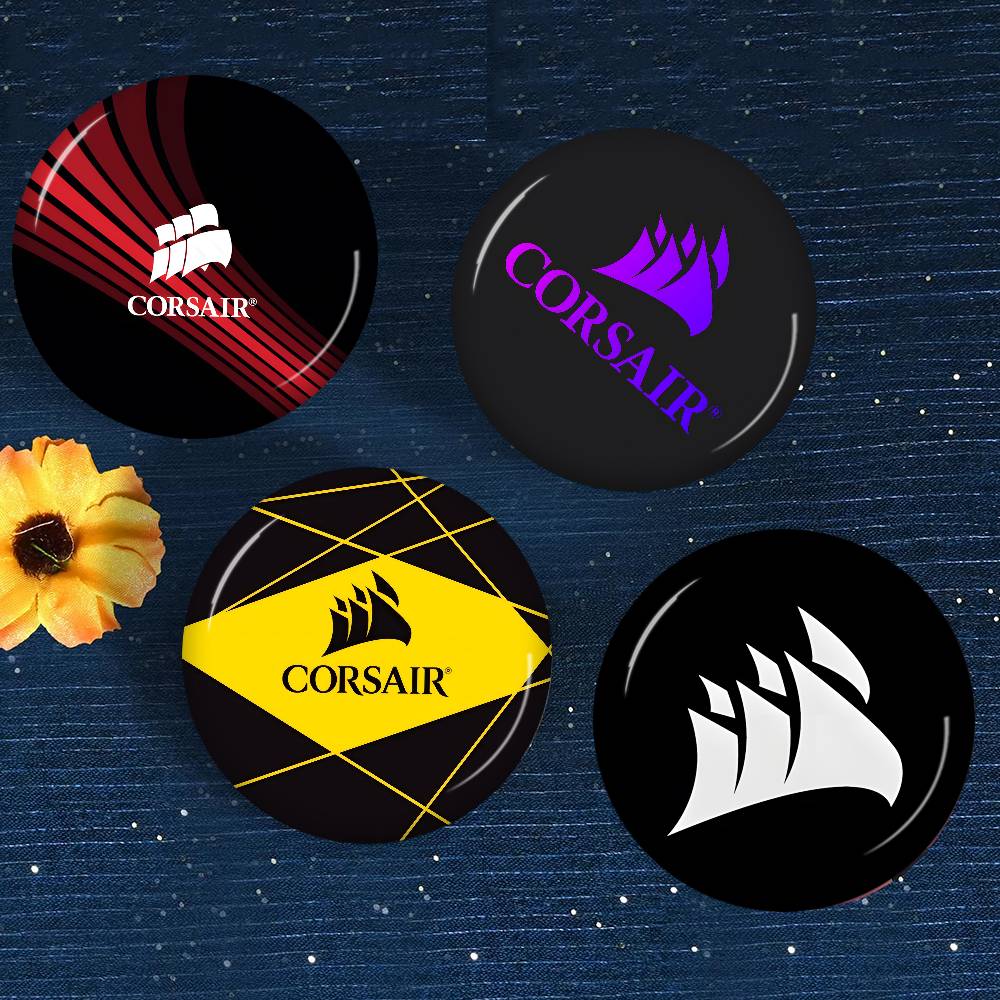 Gaming Accessories Icon - C-Corsair Gaming-強力なクリエイティブなブリキ製ソフトボタンピン、動物アイコンブローチ、ラペルバックパックバッジアクセサリーピン