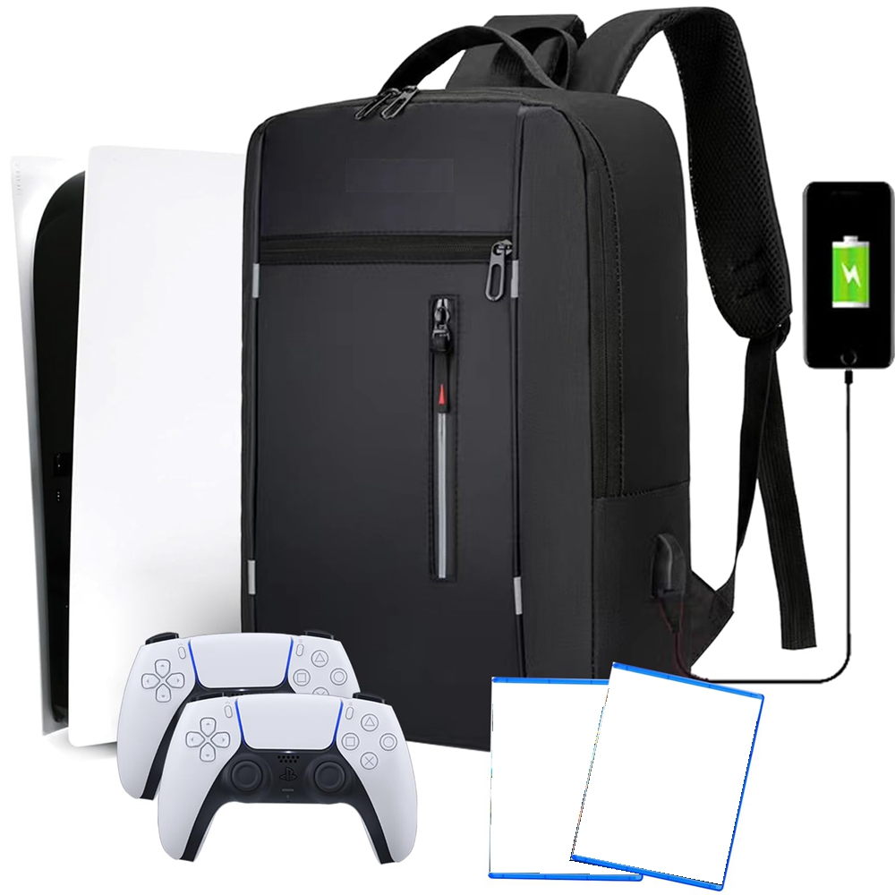Gaming Accessories Pack - 多機能収納袋ゲームコンソールバックパックプレイステーション 5 コンソールトラベルキャリングケース PS5 アクセサリー用 USB