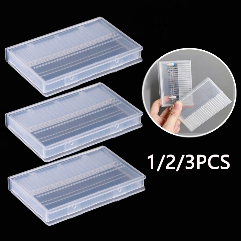 Gaming Accessories Storage - 1/2/3 個 20 スロットクリアネイルドリルビットブラシプラスチック収納ボックスホルダーコンテナマニキュアカッターアクセサリーネイルアートツール