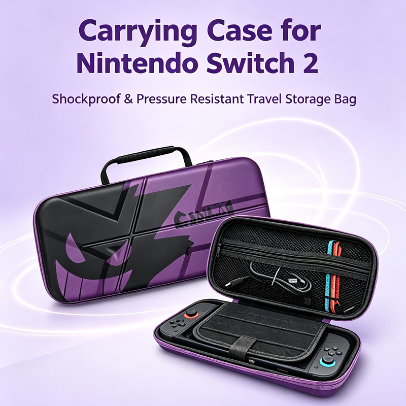 Gaming Accessories Bag - Nintendo Switch 2用キャリングケース、ハードEVAシェルトラベル保護収納バッグ、充電器とProコントローラー対応、ゲームアクセサリー