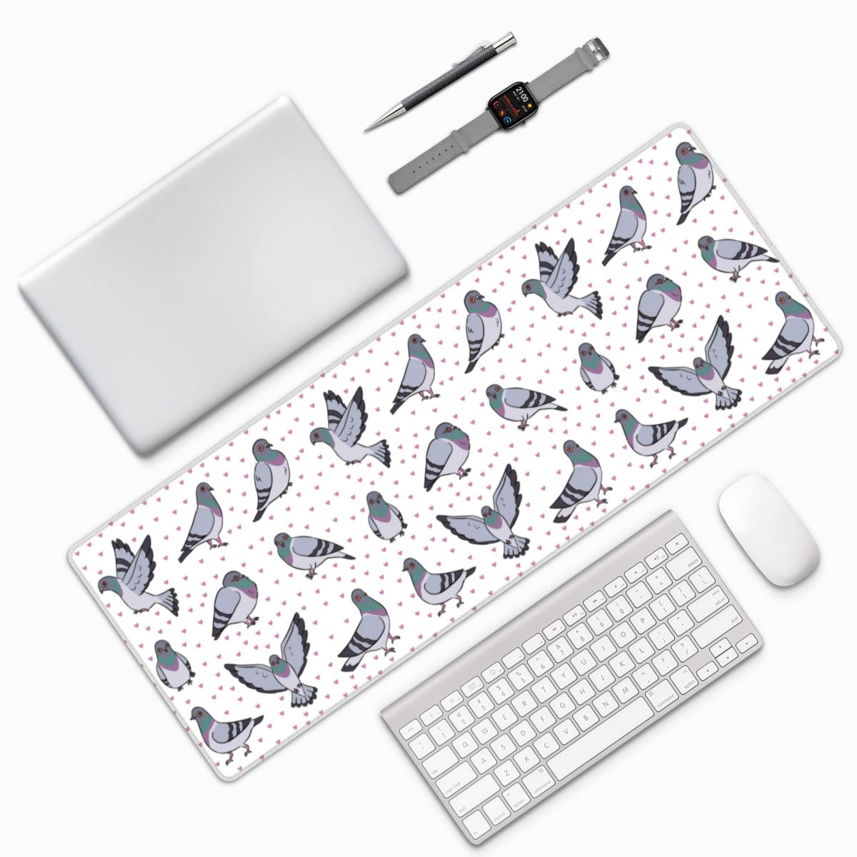 かわいい漫画の鳩柄大型マウスパッド、コンピューターキーボード - Gaming Accessories Pack のレビューと価格