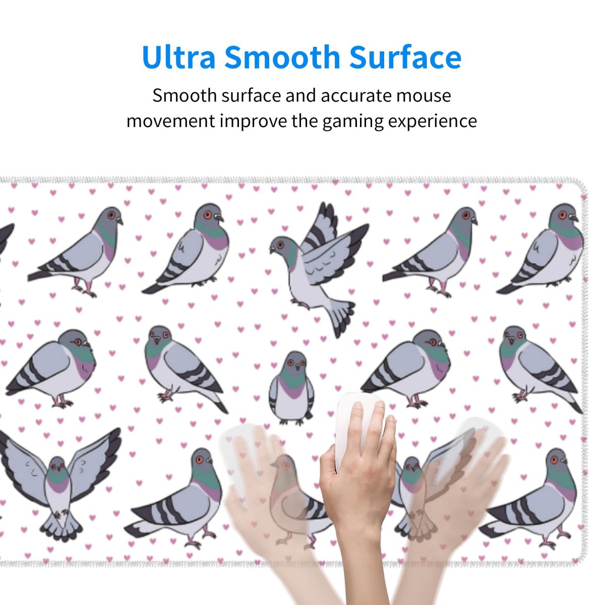 かわいい漫画の鳩柄大型マウスパッド、コンピューターキーボード - Gaming Accessories Pack のレビューと価格