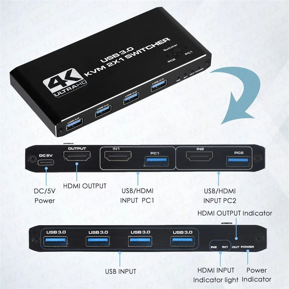 KVMスイッチ 4K 60Hz スイッチャー USB 3.0 - Gaming Accessories Storage のレビューと価格