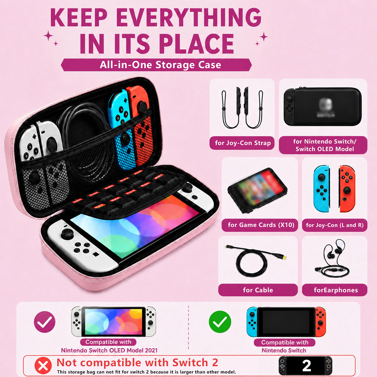 マカロンカラーのハード収納バッグ、メッシュポケット付き、Ni - Gaming Accessories Bag のレビューと価格